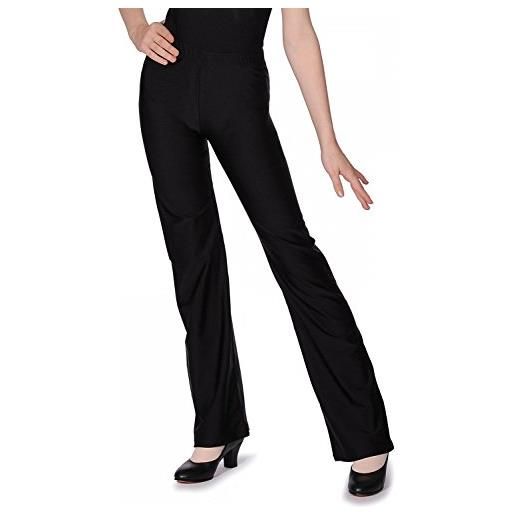 Roch Valley - pantaloni jazz a gamba svasata in nylon/lycra da donna, taglia s, colore: nero