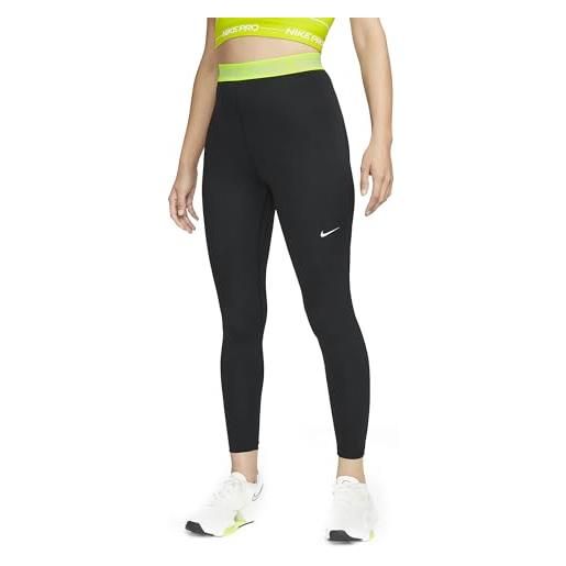 Nike w np 365 tight 7/8 hi rise, leggings donna, black/volt/white, l