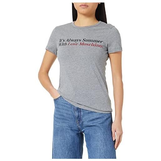Love Moschino slim fit a maniche corte con stampa estiva e dettagli glitterati t-shirt, grigio mélange medio, 42 donna