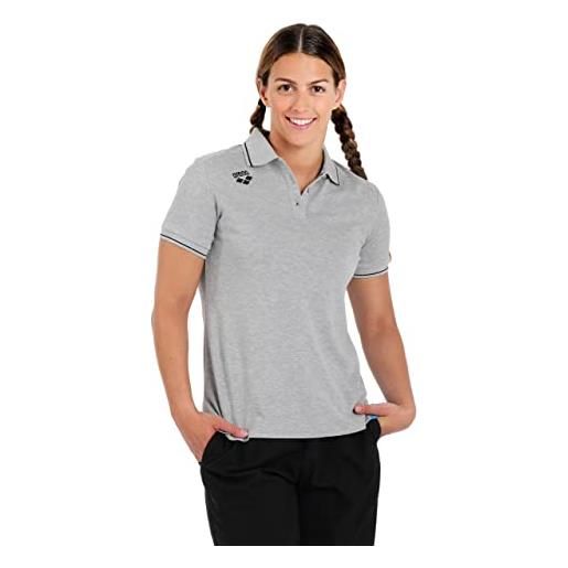 ARENA team polo da donna in cotone tinta unita t-shirt, grigio erica medio