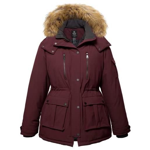 Wantdo donna giacca invernale oversize piumino trapuntato caldo mantello addensante parka con cappuccio in pelliccia staccabile uomo nero 54