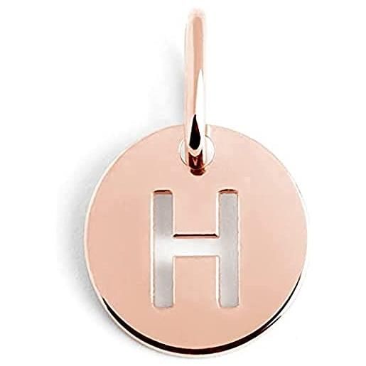 SINGULARU - mini medallion letter oro rosa - pendente iniziale in argento sterling 925 con finitura in oro rosa 18kt - lettera a - z - charm combinabile con collana - gioielli da donna - lettera e