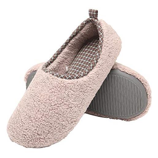 ChayChax donna pantofole da casa memory foam inverno ciabatte pantofola interno caldo peluche leggero scarpe di cotone, rosa, eu 40-41