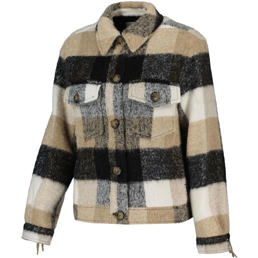 WOOLRICH giacca overshirt fringe check donna