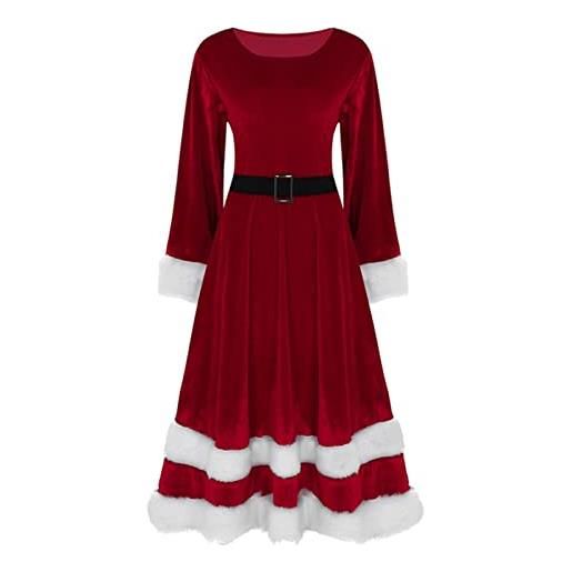 MaNMaNing vestito natalizio donna invernali abito da babbo natale abito da donna in velluto natalizio fancy abito da donna morbido da donna