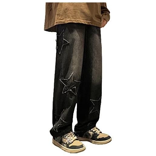 xHxttL jeans larghi da uomo jeans hip hop estetici pantaloni a stella denim loose gothic vintage streetwear pantaloni larghi casual dritti