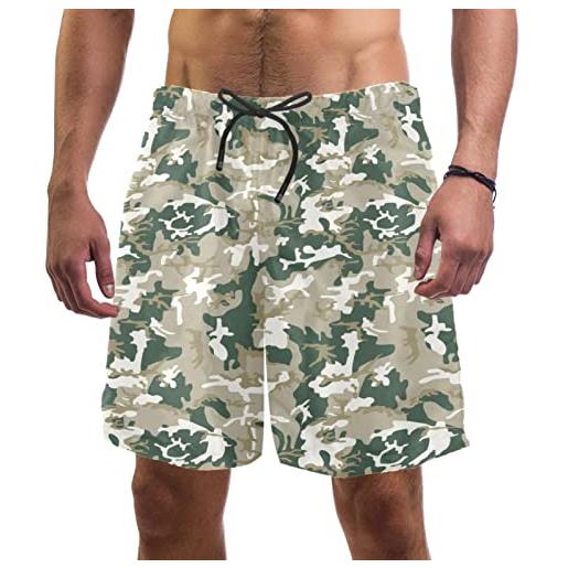 Generic pantaloncini da spiaggia da uomo ad asciugatura rapida con tasche costume da bagno costumi da bagno per uomo mimetico militare modello soldato, multicolore, xl/taglia unica
