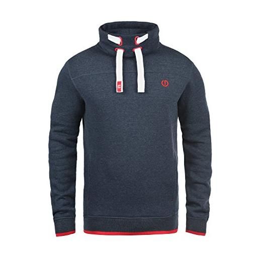 !Solid solid benjamin felpa maglione pullover da uomo con collo alto fodera in pile, taglia: s, colore: insignia blue melange (8991)