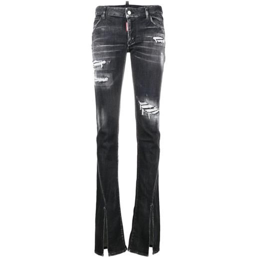 Dsquared2 jeans svasati con effetto vissuto - nero