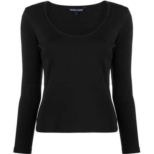 Veronica Beard t-shirt calabra con scollo ampio - nero