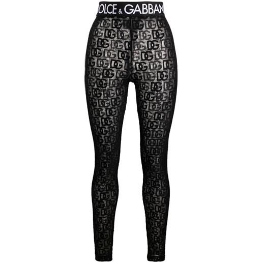 Dolce & Gabbana leggings semi trasparenti con stampa - nero
