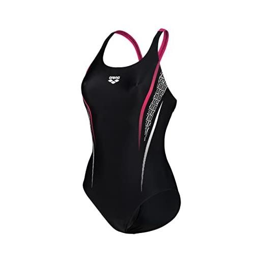 ARENA women's swimsuit v back graphic, intero donna, black-freak rose, 50