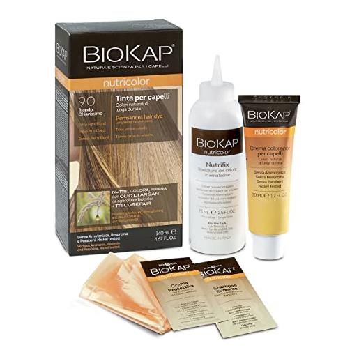 Bios Line bio kap nutricolor, tinta capelli senza ammoniaca, colorazione capelli, nutre, colora e ripara, 9.0 biondo chiarissimo, 140ml