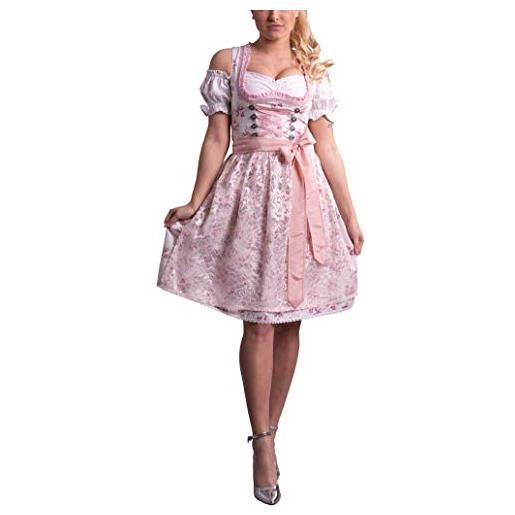 Golden Trachten - abito dirndl da donna, 3 pezzi, per oktoberfest, con grembiule e camicetta, 534gt, bianco crema, s