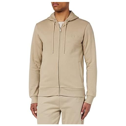 GANT reg tonal shield full zip hoodie, felpa con cappuccio uomo, beige ( concrete beige ), l