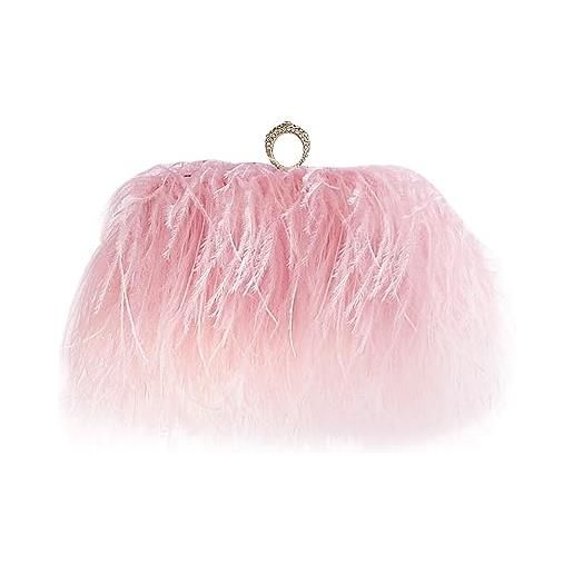 MOISTRI donne struzzo naturale piumato vintage borsetta serale borsa di glitter borsellino borsette serali femminili matrimonio festa rosa rosso