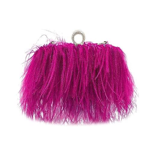 MOISTRI donne struzzo naturale piumato vintage borsetta serale borsa di glitter borsellino borsette serali femminili matrimonio festa rosa chiaro