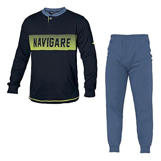 Navigare pigiama uomo cotone jersey 2 colori serafino art. 140865 (navy - 50 / l)