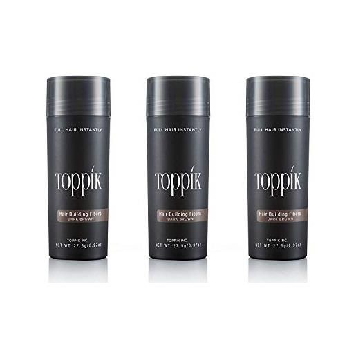 Toppik 27,5 g colore castano scuro - set da 3 pz - etichetta in lingua italiana - fibre per infoltire i capelli