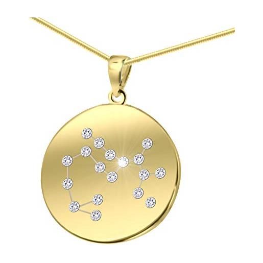LillyMarie catena in argento massiccio dorato rivestito oro ciondolo con segno zodiacale sagittario swarovski elements originale