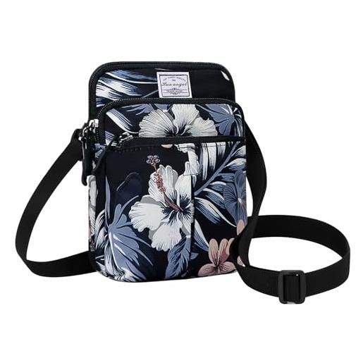 Marsupio con 4 tasche con cerniera, borsa a tracolla con
