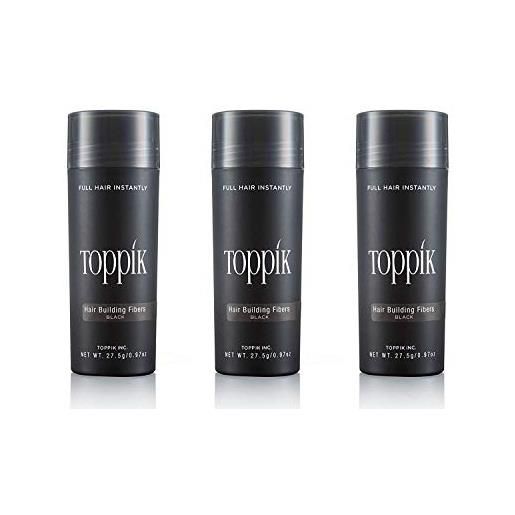 Toppik 27,5 g di fibre per infoltire i capelli, set da 3 pz colore nero - etichetta in lingua italiana