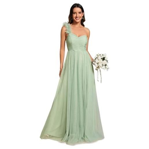 Ever-Pretty abito dmigella donna linea ad a abiti lunghi donna da cerimonia chic senza maniche asimmetrico rosa 40