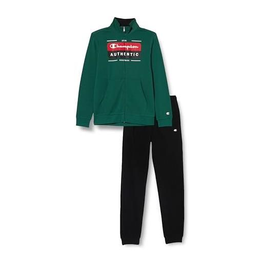 Champion legacy legacy sweatsuits b - graphic shop powerblend terry full zip tuta sportiva, verdo scuro/nero, 9-10 anni bambino fw23