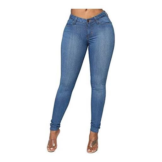 YOUCAI jeans a vita alta donna, moda elasticizzati skinny pantaloni, donna stretti casuale pantaloni denim, pantaloni scarni stretch slim matita, blu2, s