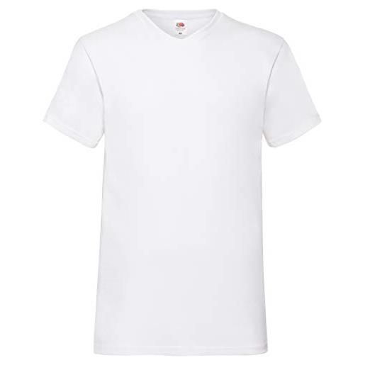 Fruit of the Loom valueweight v-neck t t-shirt unisex con scollo a v, confezione da 5, bianco, xxl