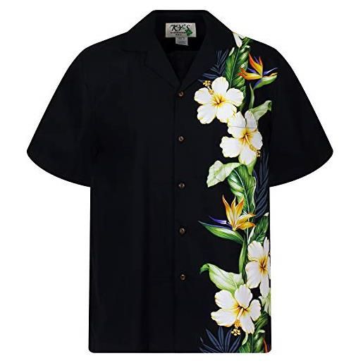 KY's ky`s original camicia hawaiana, wedding yellow streli, nero, m