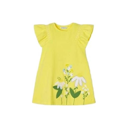Mayoral abito vestito prendisole bambina 9 anni - 134 cm color giallo con ricami floreali