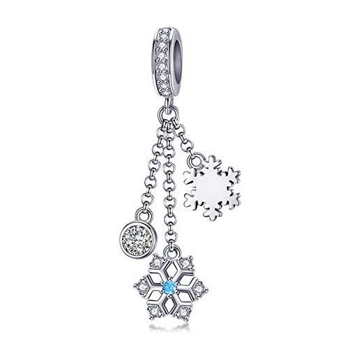 Inbeaut authentic 925 sterling silver christmas snowflake cz ciondoli donne braccialetti con ciondoli braccialetti gioielli regalo