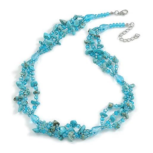 Avalaya multistrand - collana con perline in vetro turchese, 46 cm, lunghezza 4 cm, colore: azzurro, misura unica