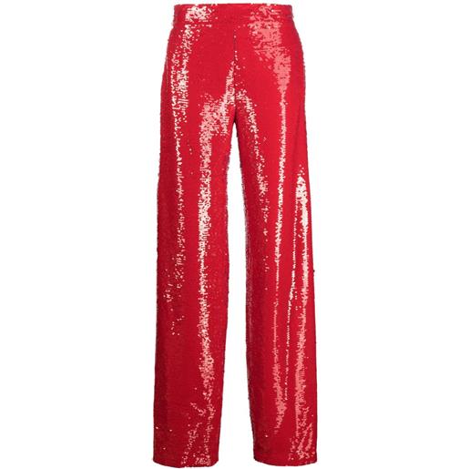 Genny pantaloni dritti con paillettes - rosso