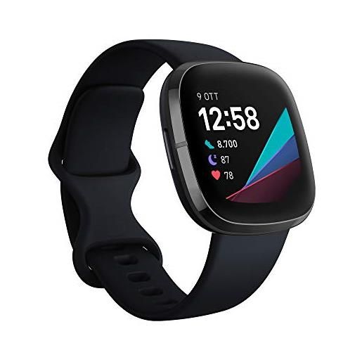 Fitbit sense advanced smartwatch with tools for heart health, stress management & skin temperature trends, carbon/graphite stainless steel