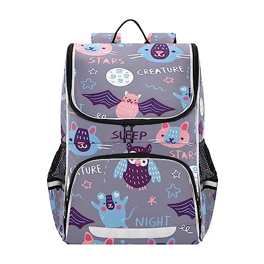 Vnurnrn graffiti colorati pipistrello rosa gatto bambini zaini capacità elevata bookbag per ragazze ragazzi capretto