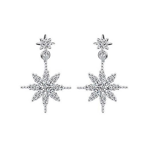 Viki lynn, orecchini pendenti a forma di stella in argento sterling 925 con zirconia cubica e 925, colore: silver tone, cod. Aqed002790