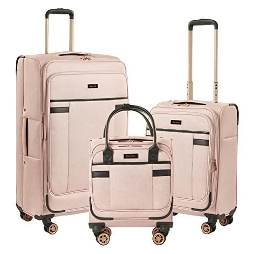 Kensie set di 3 valigie hudson, rosa, 3-piece set (16/20/28), hudson softside - set di 3 valigie girevoli