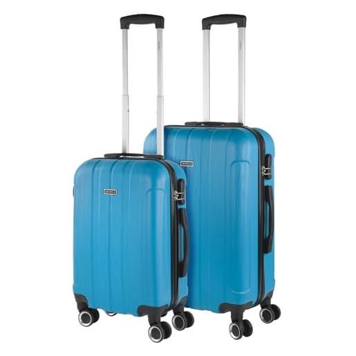 ITACA - set valigie - set valigie rigide offerte. Valigia grande rigida, valigia media rigida e bagaglio a mano. Set di valigie con lucchetto combinazione tsa 771115, turchese