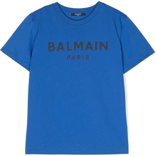Balmain kids t-shirt in cotone blu