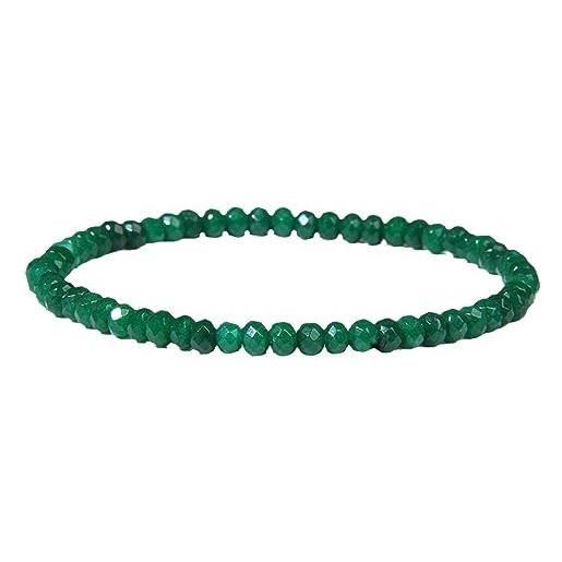 FENGJIAREN braccialetto di pietra, bracciale di cristallo, bracciale sfaccettato in pietra di smeraldo naturale bracciale per coppia yoga chakra braccialetto di perline in pietra elasticiz