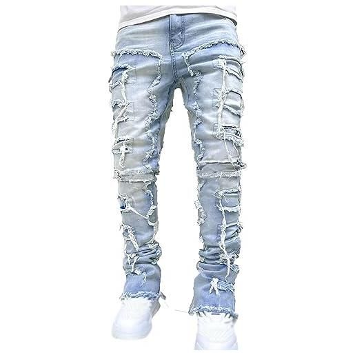 Kobilee jeans baggy uomo leggeri neri pantaloni jeans strappati hip hop y2k pants slim fit regular jeans larghi offerta jeans y2k skinny elasticizzati