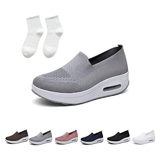 Chagoo women's orthopedic sneakers, orthopedic platform sneakers, baodwshop orthopedic sneakers slip-on walking shoes (39 eu, grigio)