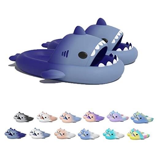 Chagoo sharky chanclas, cloud shark slides, ciabatte squalo estive donna uomo pantofole da bagno comode pantofole da spiaggia antiscivolo (38-39 eu, gradient blue)