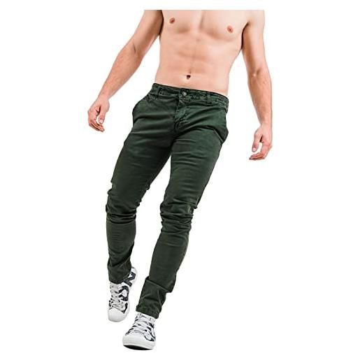 Instinct pantaloni uomo chino casual elegante slim fit basic classico da ufficio tasca america in cotone (52, nero x-518)