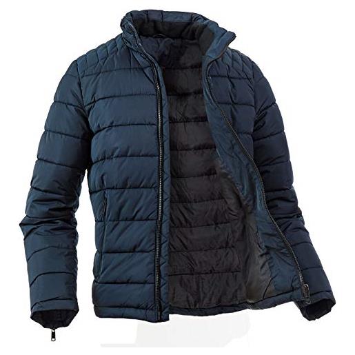 Instinct giubbotto piumino uomo invernale imbottito 200 grammi giacca cappotto casual elegante slim fit con cappucio inverno (l, blu marine 820)