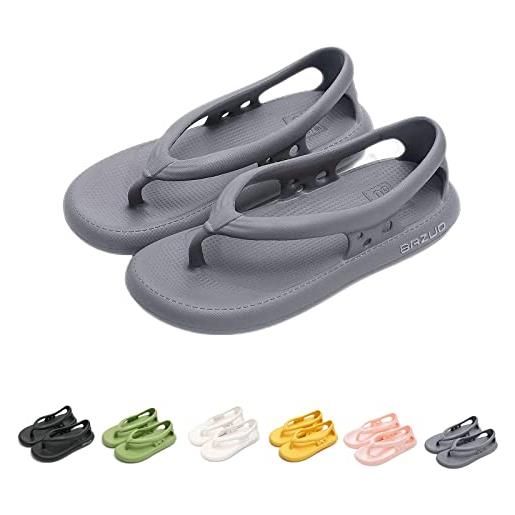 Chagoo sandali bazuo, sandali infradito da passeggio comfort unisex estivi 2023, pantofole da spiaggia antiscivolo per la casa (42-43eu, dark gray)