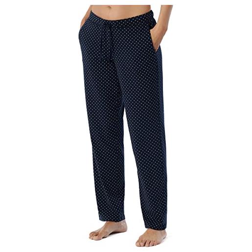 Schiesser pantaloni da notte lunghi in cotone fantasia - mix + relax pigiama, blu scuro gem_179271, 46 donna