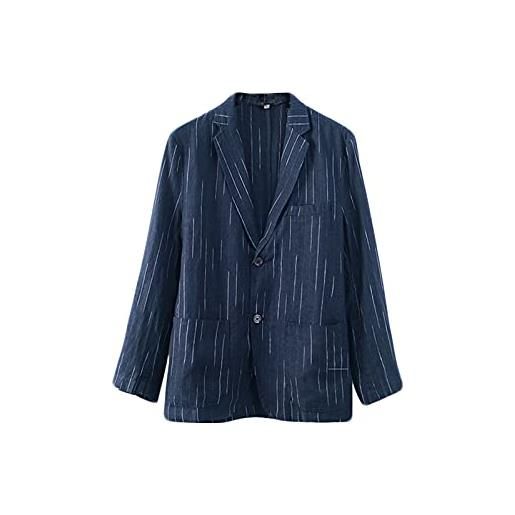 Icegrey giacca blazer da uomo casual in lino, blu navy, xxxxxl